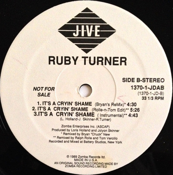 Ruby Turner : It's A Crying Shame (12", Promo)