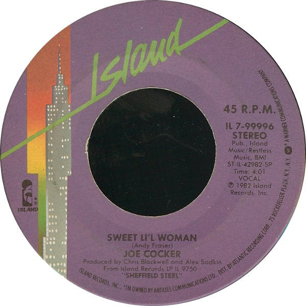 Joe Cocker And Jennifer Warnes : Up Where We Belong / Sweet Li'l Woman (7", Single, Spe)