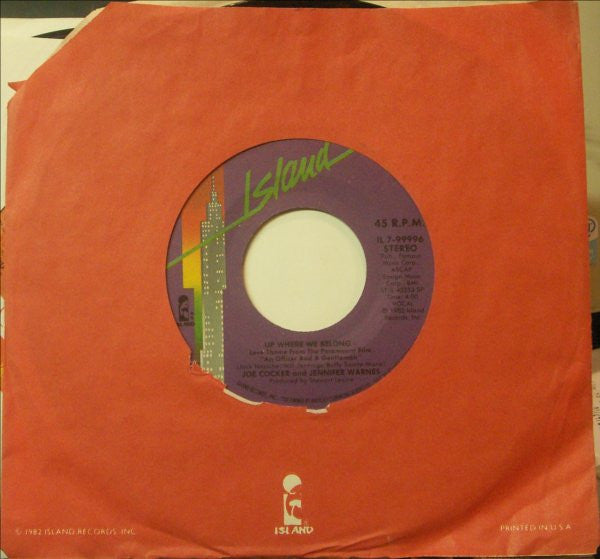 Joe Cocker And Jennifer Warnes : Up Where We Belong / Sweet Li'l Woman (7", Single, Spe)