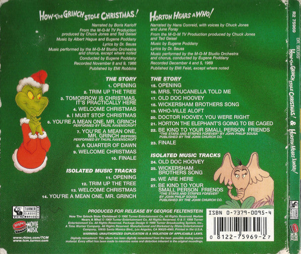 Dr. Seuss : Dr. Seuss' How The Grinch Stole Christmas! & Horton Hears A Who! (CD, Comp, RM, WEA)