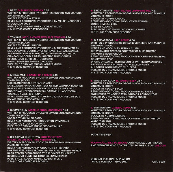 Koop : Waltz For Koop. Alternative Takes. (CD, Album, Comp)