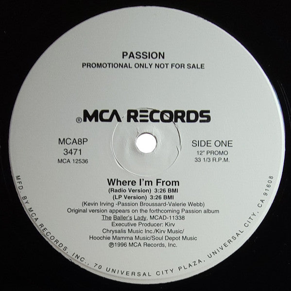 Passion : Where I'm From (12", Promo)