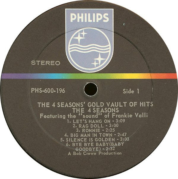The Four Seasons : The 4 Seasons' Gold Vault Of Hits (LP, Comp, RE, RP, Mer)