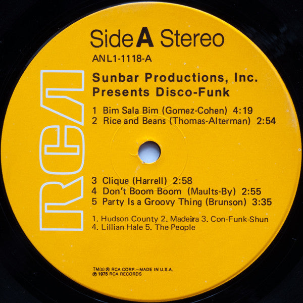 Various : Sunbar Productions, Inc. Presents Disco-Funk (LP, Comp)