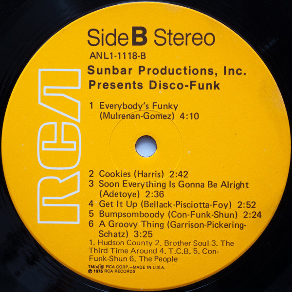 Various : Sunbar Productions, Inc. Presents Disco-Funk (LP, Comp)