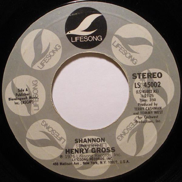 Henry Gross : Shannon (7", Single, Styrene, Pit)