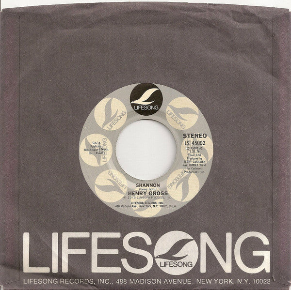 Henry Gross : Shannon (7", Single, Styrene, Pit)