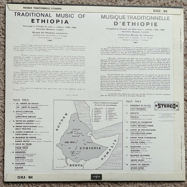 Various , Enregistrement De Jean L. Jenkins* : Ethiopie - Musique Traditionnelle (LP, Album)