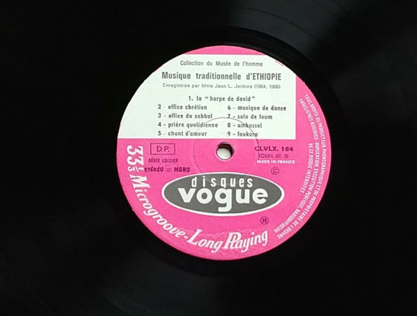Various , Enregistrement De Jean L. Jenkins* : Ethiopie - Musique Traditionnelle (LP, Album)