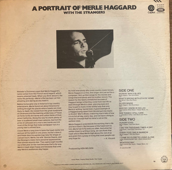 Merle Haggard With The Strangers (5) : A Portrait Of Merle Haggard (LP, Album, Club)