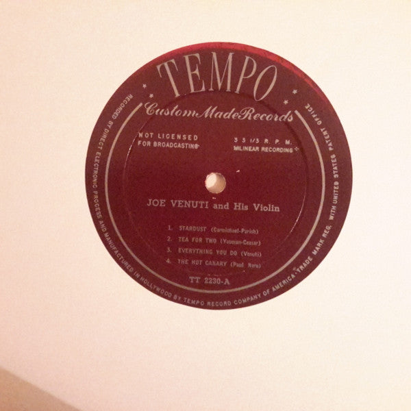 Joe Venuti And His Violon* : Vignettes By Venuti (10", Album, Mono, Red)