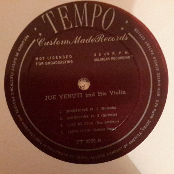 Joe Venuti And His Violon* : Vignettes By Venuti (10", Album, Mono, Red)