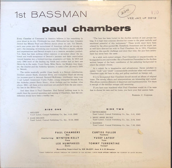 Paul Chambers (3) : 1st Bassman (LP, Album, Mono)
