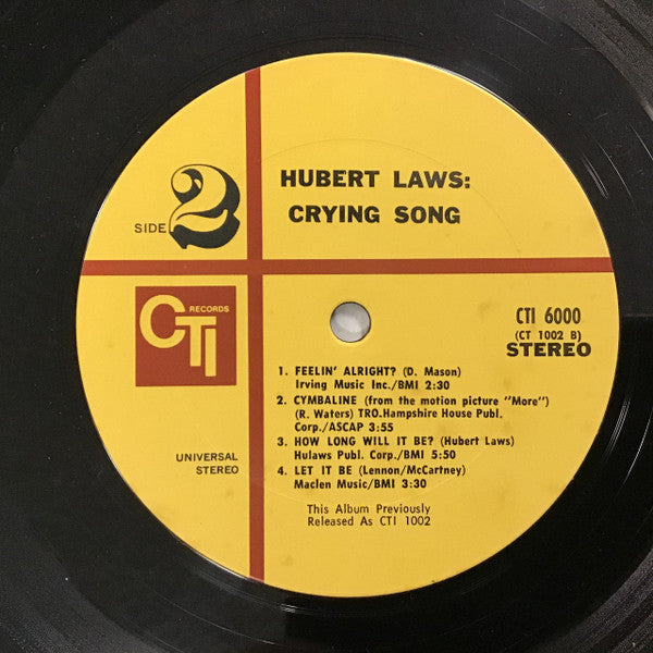 Hubert Laws : Crying Song (LP, Album, RE, Gat)