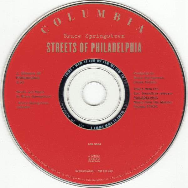 Bruce Springsteen : Streets Of Philadelphia (CD, Single, Promo)
