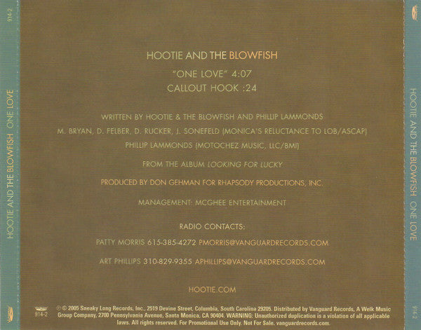 Hootie & The Blowfish : One Love (CD, Single, Promo)