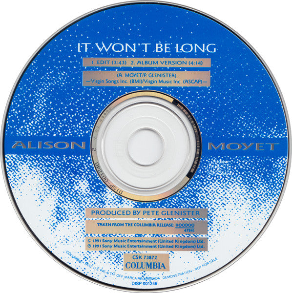 Alison Moyet : It Won't Be Long (CD, Single, Promo)