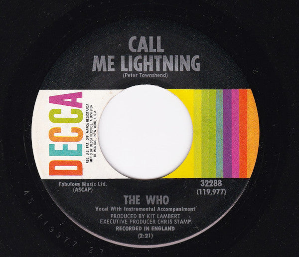 The Who : Call Me Lightning / Dr. Jekyll & Mr. Hyde (7", Pin)
