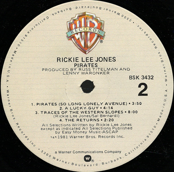 Rickie Lee Jones : Pirates (LP, Album, All)
