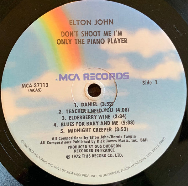 Elton John : Don't Shoot Me I'm Only The Piano Player (LP, Album, RE, Pin)