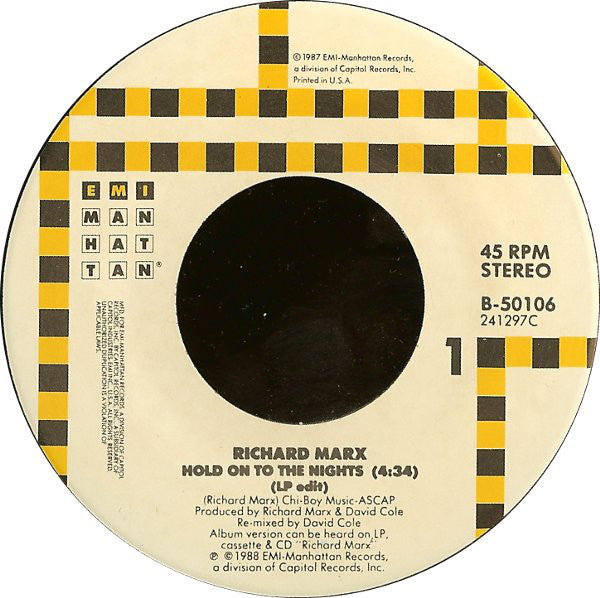 Richard Marx : Hold On To The Nights (7", Spe)
