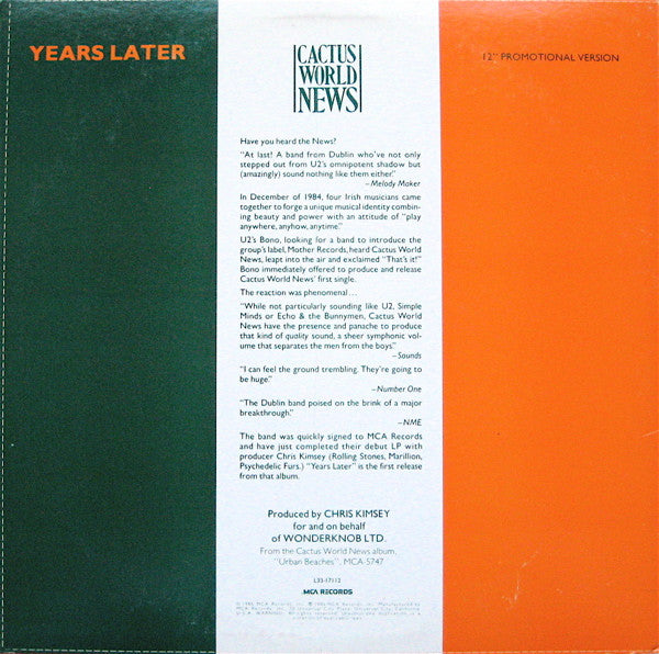 Cactus World News : Years Later (12", Promo)
