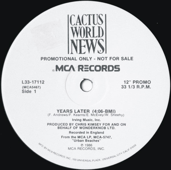 Cactus World News : Years Later (12", Promo)