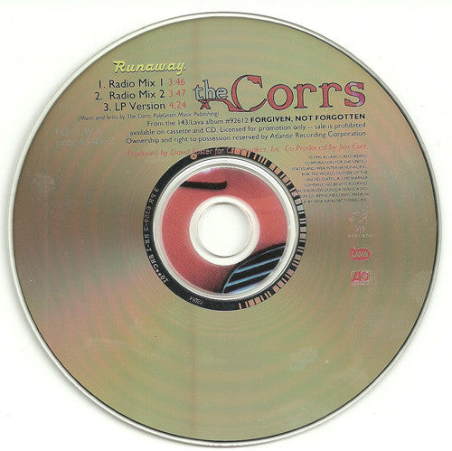 The Corrs : Runaway (CD, Single, Promo)