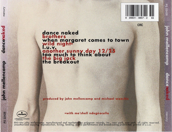 John Cougar Mellencamp : Dance Naked (CD, Album, Club)