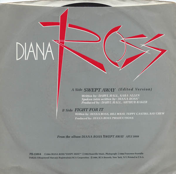 Diana Ross : Swept Away (7", Single, Styrene, Ind)