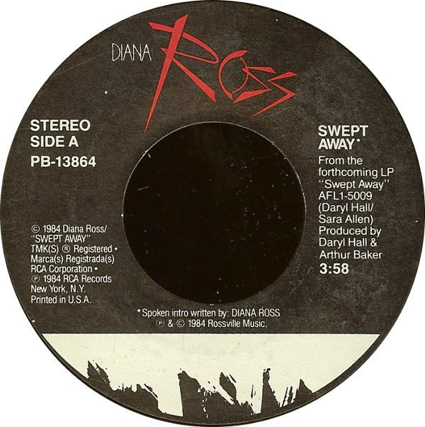 Diana Ross : Swept Away (7", Single, Styrene, Ind)