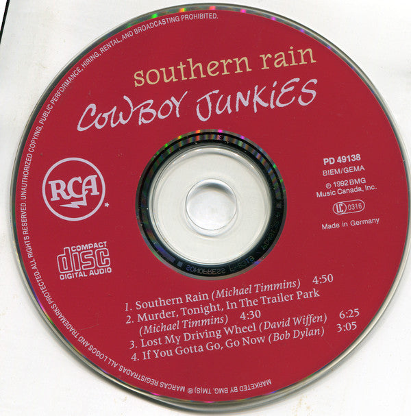 Cowboy Junkies : Southern Rain (CD, Single)
