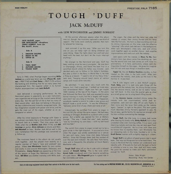 Jack McDuff* with Jimmy Forrest : Tough 'Duff (LP, Album, Mono)