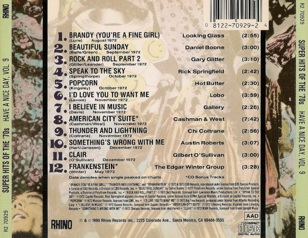 Various : Super Hits Of The '70s - Have A Nice Day, Vol. 9 (CD, Comp, RM)