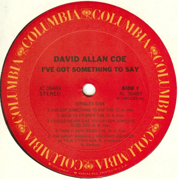 David Allan Coe : I've Got Something To Say (LP, Album)