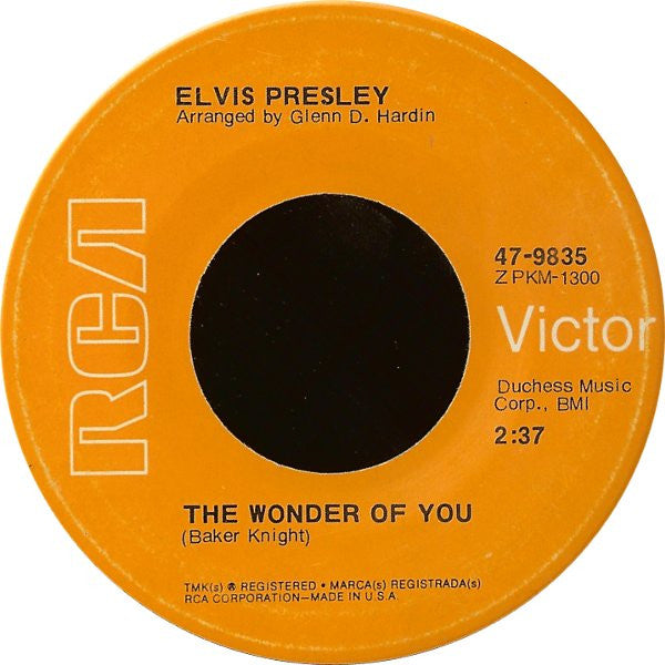 Elvis Presley : The Wonder Of You / Mama Liked The Roses (7", Single, Roc)