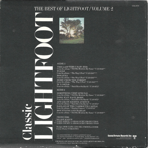 Gordon Lightfoot : Classic Lightfoot (The Best Of Lightfoot / Volume 2) (LP, Comp)