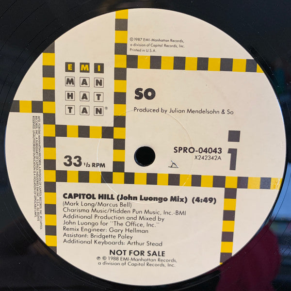 So (2) : Capitol Hill (John Luongo Mix) (12", Single, Promo)