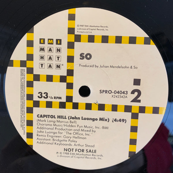 So (2) : Capitol Hill (John Luongo Mix) (12", Single, Promo)