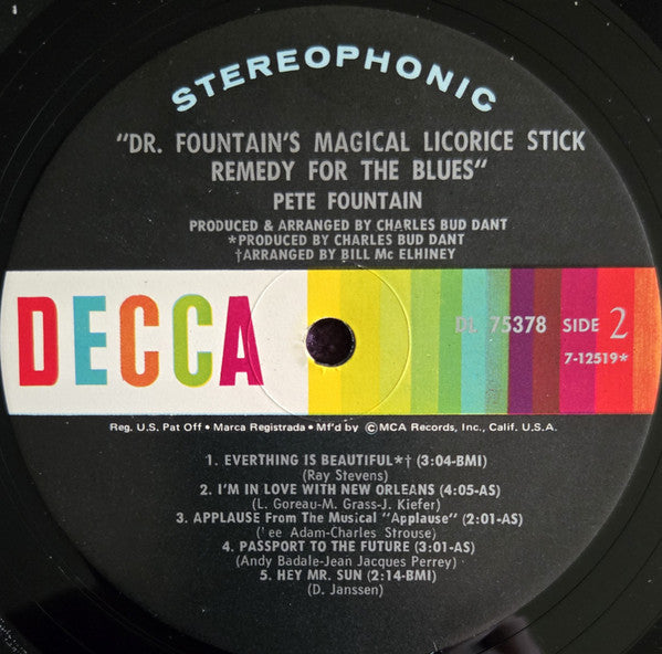 Pete Fountain : Dr. Fountain's Magical Licorice Stick Remedy For The Blues (LP, Album, RE)