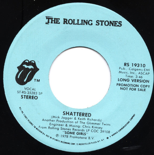 The Rolling Stones : Shattered (7", Single, Promo, SP)