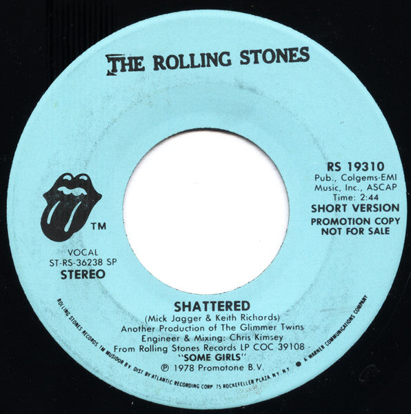 The Rolling Stones : Shattered (7", Single, Promo, SP)