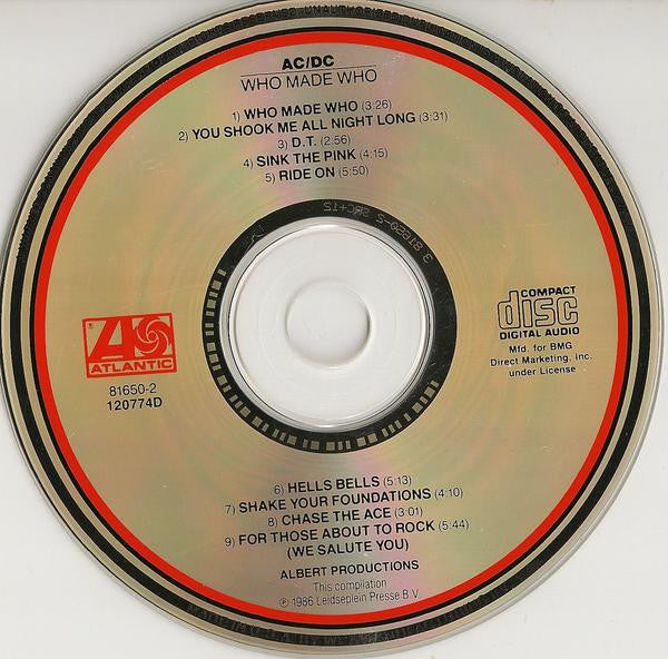 AC/DC : Who Made Who (CD, Album, Comp, Club, RE)