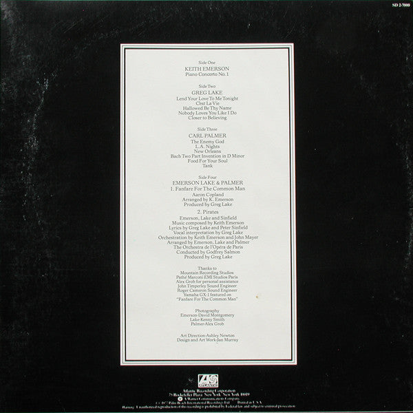 Emerson Lake & Palmer* : Works (Volume 1) (2xLP, Album, SP)