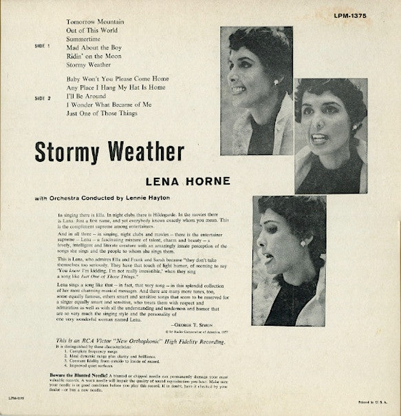 Lena Horne : Stormy Weather (LP, Album, Mono)