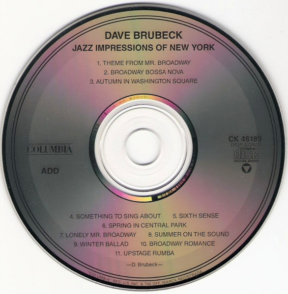 Dave Brubeck : Jazz Impressions Of New York (CD, Album, RE, RM)