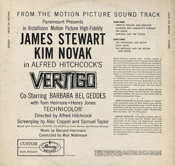 Bernard Herrmann : Vertigo (LP, Album, Mono)