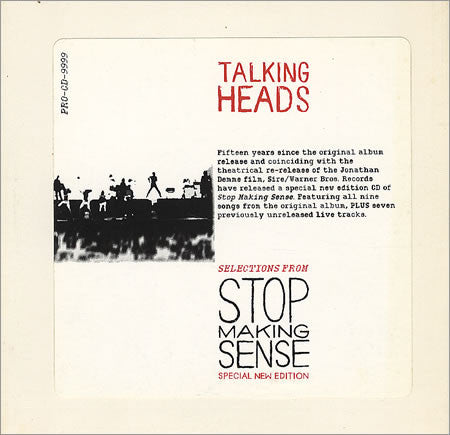 Talking Heads : Selections From Stop Making Sense (Special New Edition) (CD, Promo, Smplr)