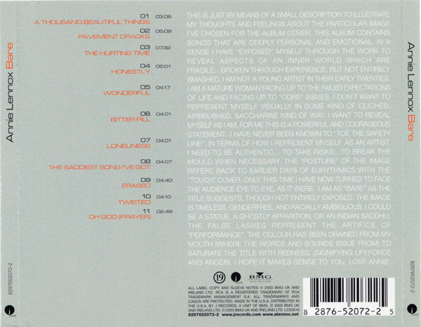 Annie Lennox : Bare (CD, Album + DVD-V)