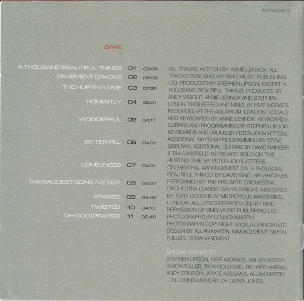 Annie Lennox : Bare (CD, Album + DVD-V)